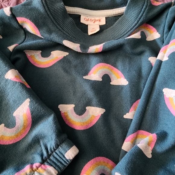 Lot of 2 - Girls Cat & Jack Sweatshirt and Denim Pants - Picture 2 of 4